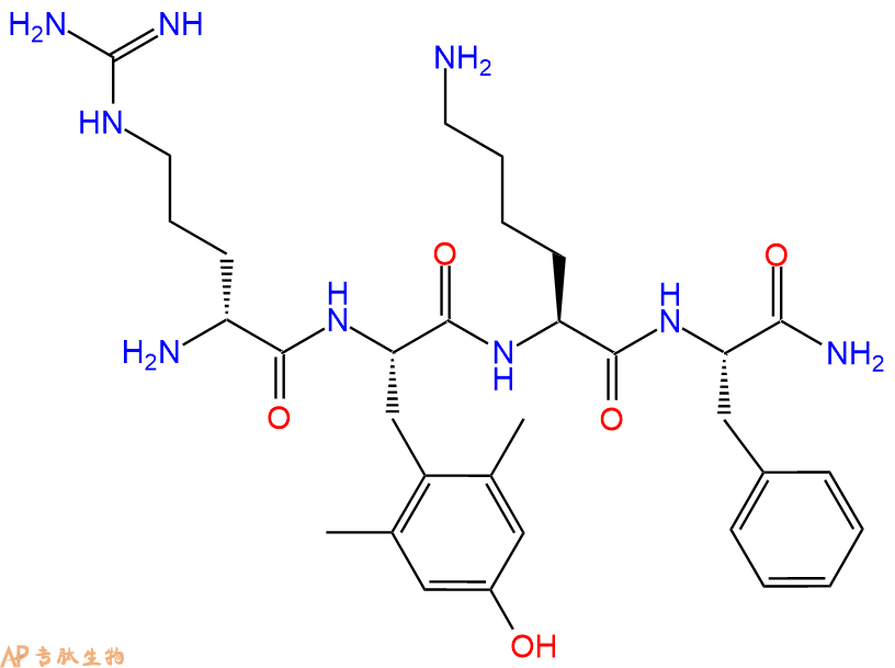 專肽生物產(chǎn)品線粒體靶向抗氧化劑SS-31：DArg-Dmt-Lys-Phe-NH2/依拉瑞肽/MTP-131736992-21-5/1606994-55-1/1849610-71-4