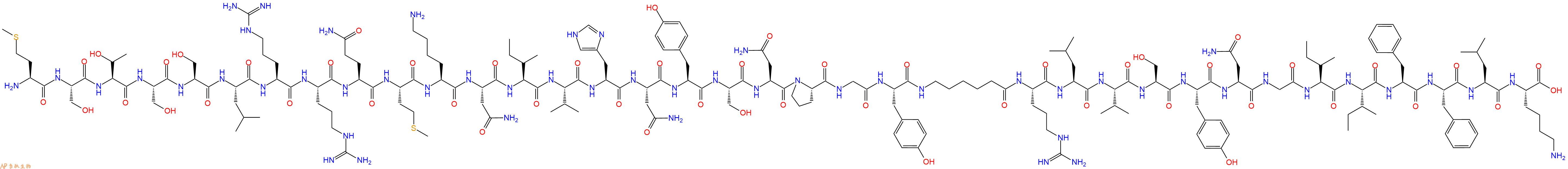 專(zhuān)肽生物產(chǎn)品H2N-Met-Ser-Thr-Ser-Ser-Leu-Arg-Arg-Gln-Met-Lys-Asn-Ile-Val-His-Asn-Tyr-Ser-Asn-Pro-Gly-Tyr-Ahx-Arg-Leu-Val-Ser-Tyr-Asn-Gly-Ile-Ile-Phe-Phe-Leu-Lys-COOH