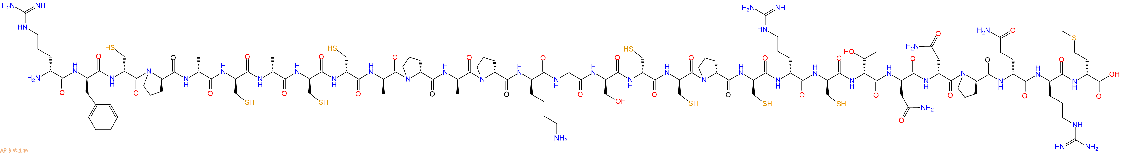 專(zhuān)肽生物產(chǎn)品H2N-DArg-DPhe-DCys-DPro-DAla-DCys-DAla-DCys-DCys-DAla-DPro-DAla-DPro-DLys-Gly-DSer-DCys-DCys-DPro-DCys-DArg-DCys-DThr-DAsn-DAsn-DPro-DGln-DArg-DMet-COOH