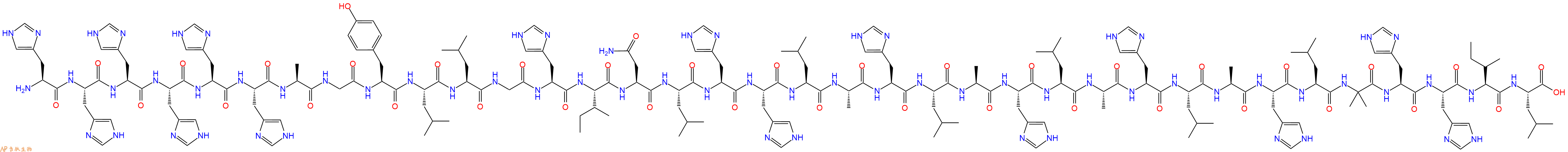 專(zhuān)肽生物產(chǎn)品H2N-His-His-His-His-His-His-Ala-Gly-Tyr-Leu-Leu-Gly-His-Ile-Asn-Leu-His-His-Leu-Ala-His-Leu-Ala-His-Leu-Ala-His-Leu-Ala-His-Leu-Aib-His-His-Ile-Leu-OH