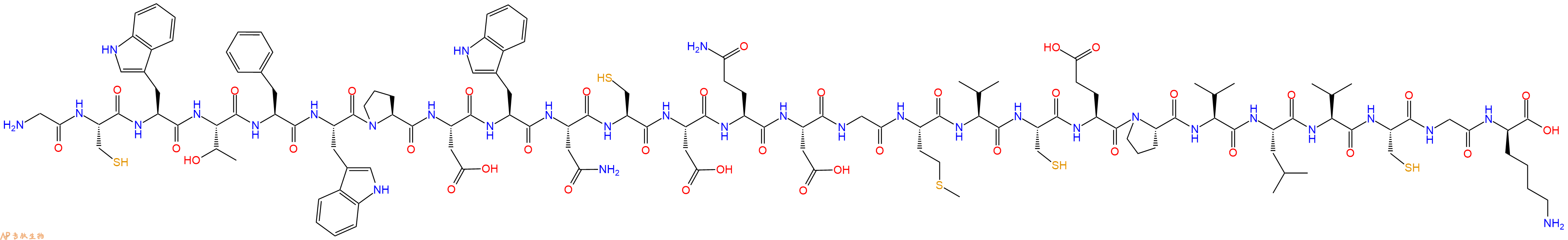 專(zhuān)肽生物產(chǎn)品H2N-Gly-Cys-Trp-Thr-Phe-Trp-Pro-Asp-Trp-Asn-Cys-Asp-Gln-Asp-Gly-Met-Val-Cys-Glu-Pro-Val-Leu-Val-Cys-Gly-DLys-OH