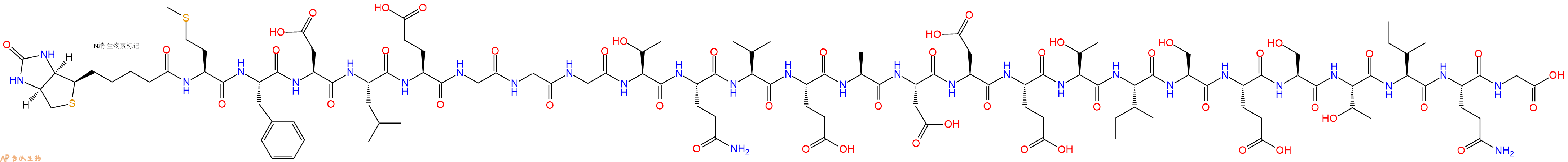專肽生物產(chǎn)品Biotinyl-Met-Phe-Asp-Leu-Glu-Gly-Gly-Gly-Thr-Gln-Val-Glu-Ala-Asp-Asp-Glu-Thr-Ile-Ser-Glu-Ser-Thr-Ile-Gln-Gly-OH