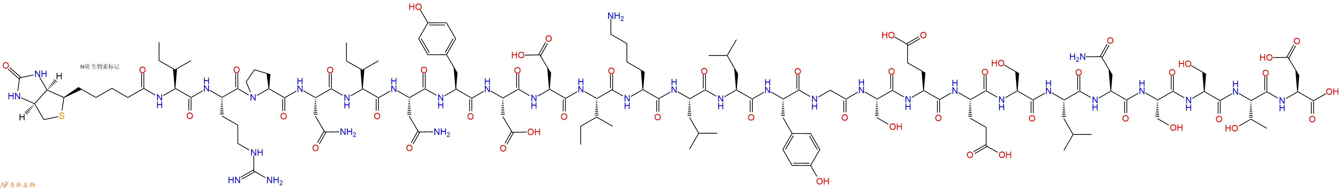 專肽生物產(chǎn)品Biotinyl-Ile-Arg-Pro-Asn-Ile-Asn-Tyr-Asp-Asp-Ile-Lys-Leu-Leu-Tyr-Gly-Ser-Glu-Glu-Ser-Leu-Asn-Ser-Ser-Thr-Asp-OH