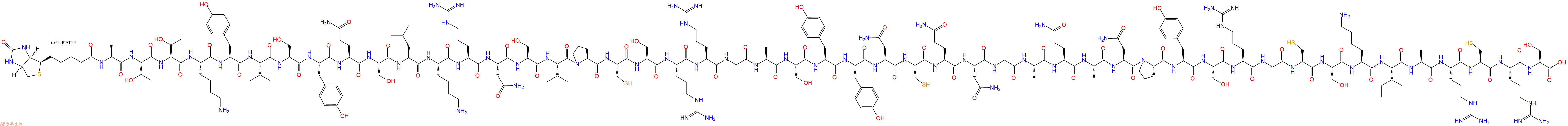 專肽生物產(chǎn)品Biotinyl-Ala-Thr-Thr-Lys-Tyr-Ile-Ser-Tyr-Gln-Ser-Leu-Lys-Arg-Asn-Ser-Val-Pro-Cys-Ser-Arg-Arg-Gly-Ala-Ser-Tyr-Tyr-Asn-Cys-Gln-Asn-Gly-Ala-Gln-Ala-Asn-Pro-Tyr-Ser-Arg-Gly-Cys-Ser-Lys-Ile-Ala-Arg-Cys-Arg-Ser-OH