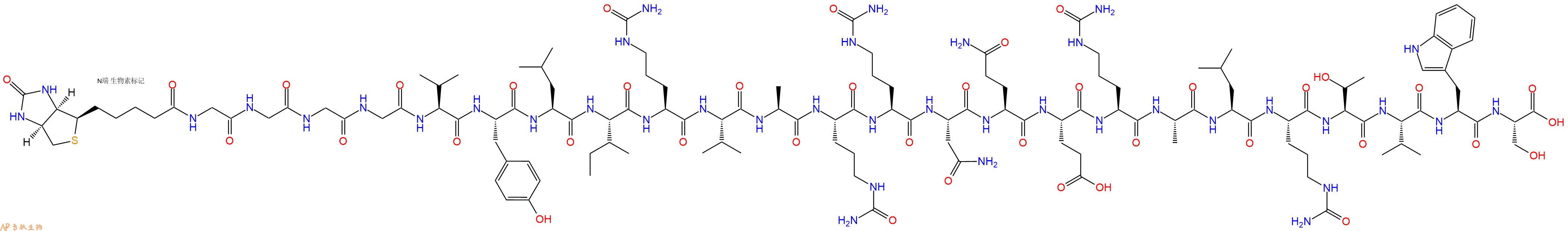 專肽生物產(chǎn)品Biotinyl-Gly-Gly-Gly-Gly-Val-Tyr-Leu-Ile-Cit-Val-Ala-Cit-Cit-Asn-Gln-Glu-Cit-Ala-Leu-Cit-Thr-Val-Trp-Ser-OH