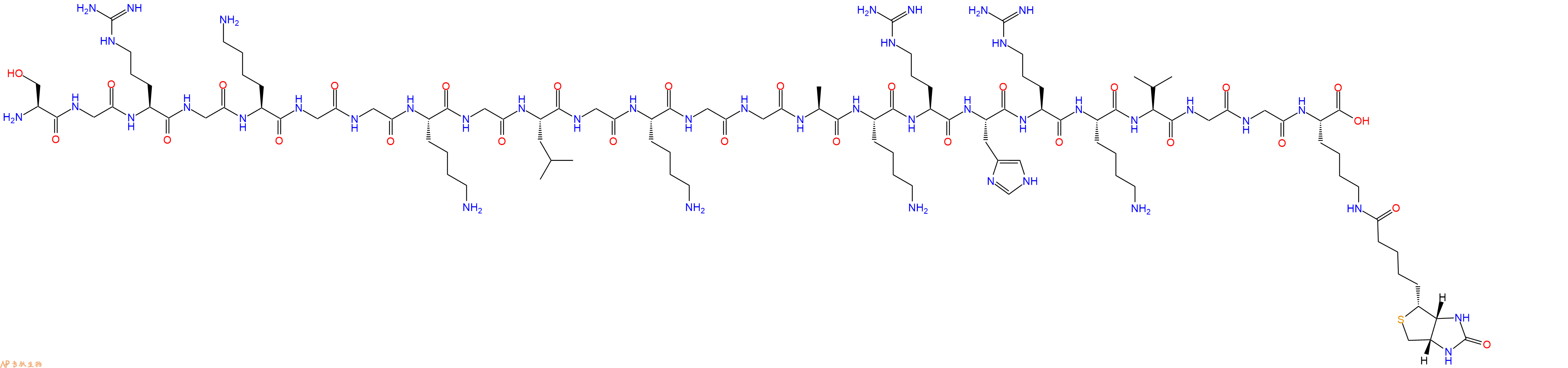 專肽生物產(chǎn)品H2N-Ser-Gly-Arg-Gly-Lys-Gly-Gly-Lys-Gly-Leu-Gly-Lys-Gly-Gly-Ala-Lys-Arg-His-Arg-Lys-Val-Gly-Gly-Lys(Biotin)-OH